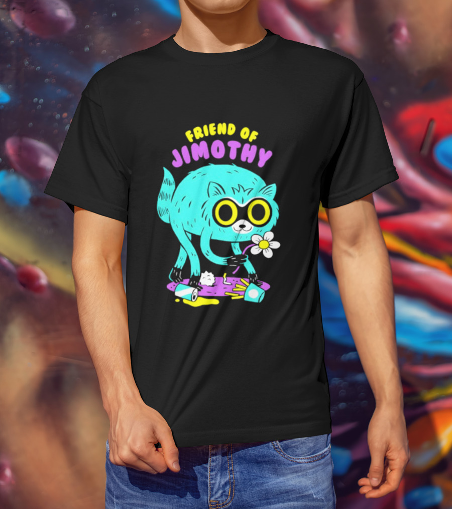 Friend Of Jimothy Raccoon Holding Flower Cute Cartoon T-Shirt