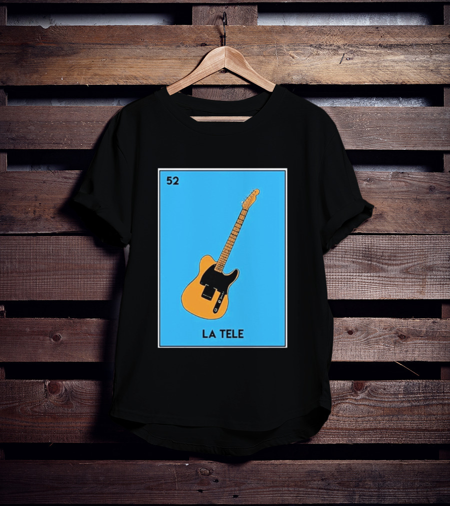 Jeff Garlin La Tele 52 Guitar Image With Number On Blue T-Shirt