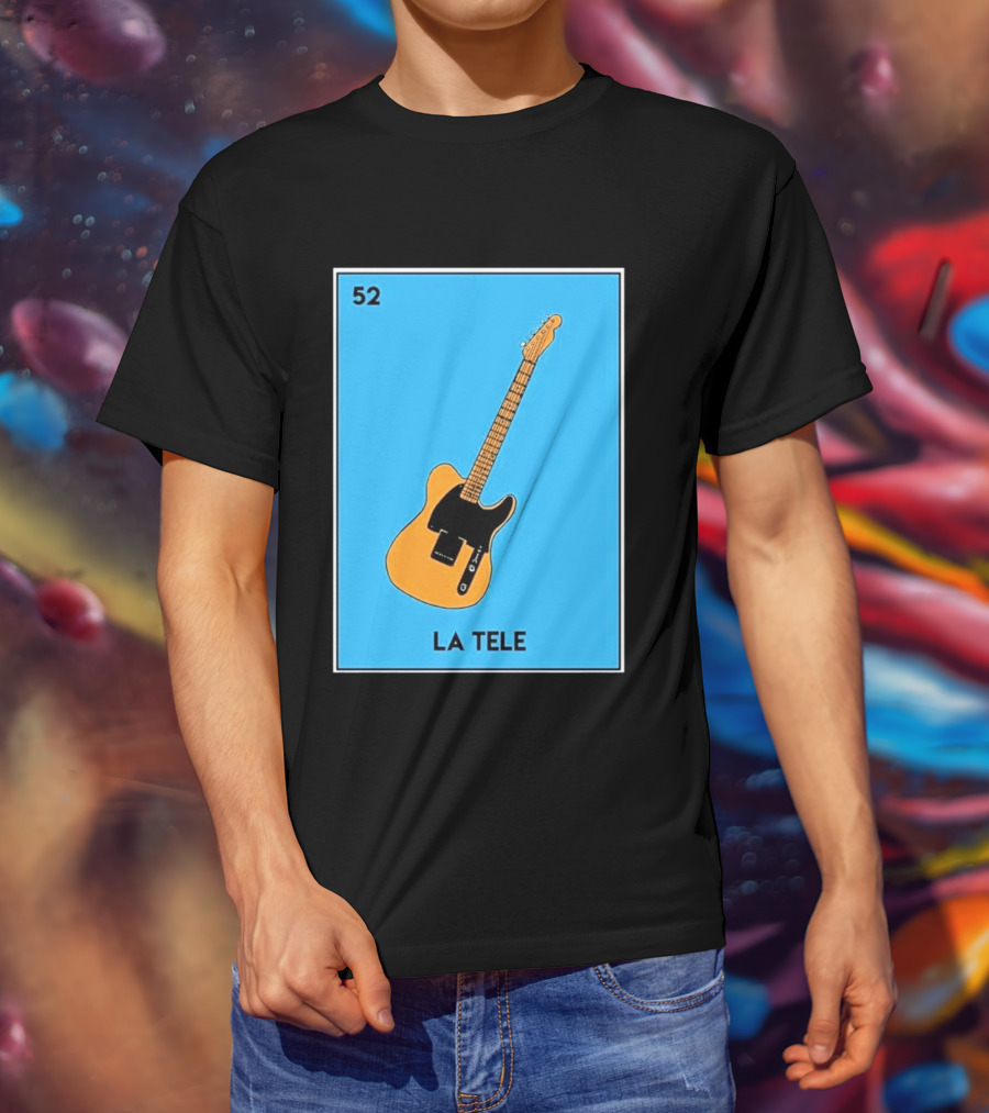 Jeff Garlin La Tele 52 Guitar Image With Number On Blue T-Shirt