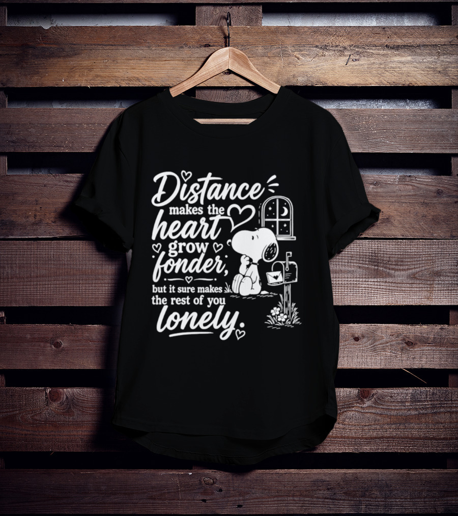 Snoopy Distance Makes The Heart Grow Fonder Lonely Mailbox Scene T-Shirt