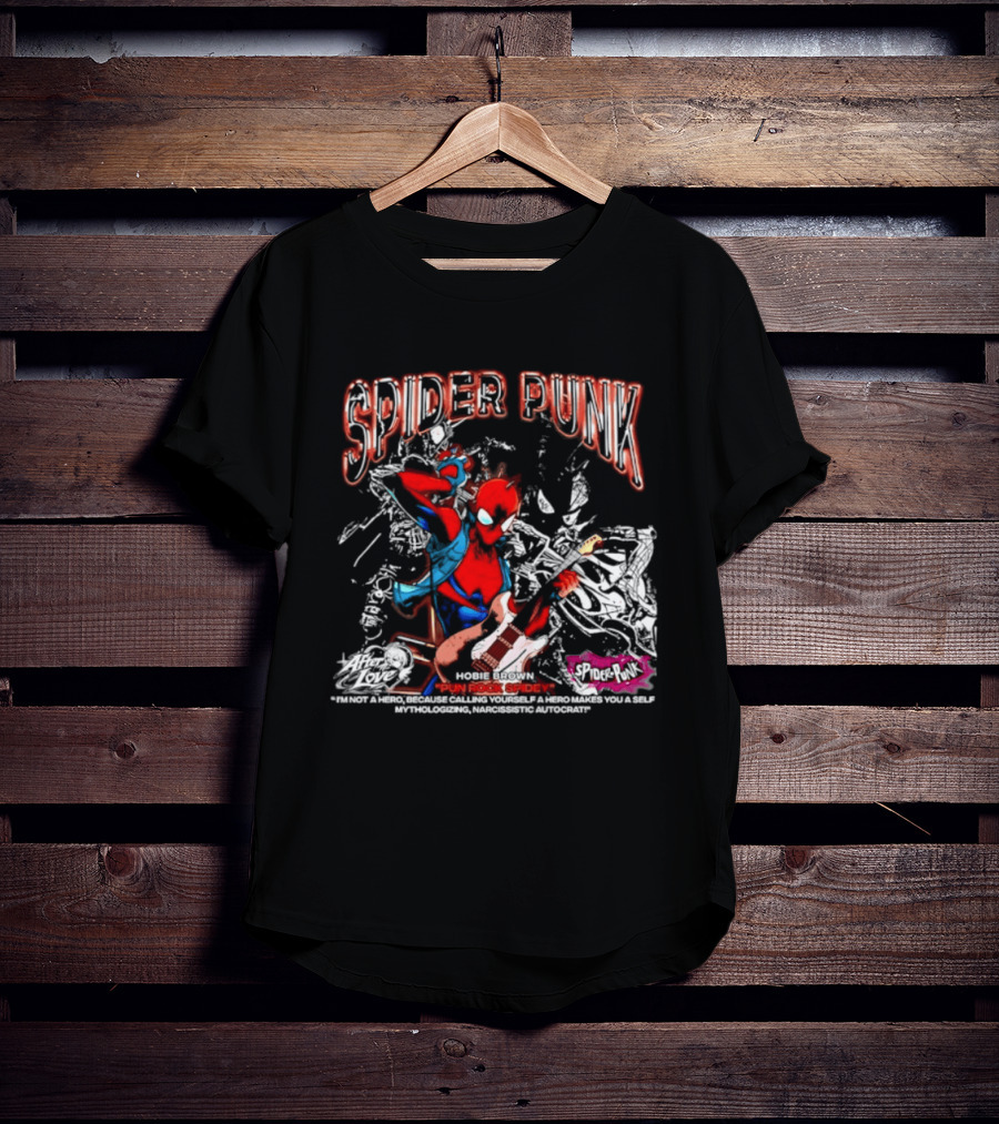 Spider Punk Hobie Brown Punk Rock Spider I Am Not A Hero T-Shirt