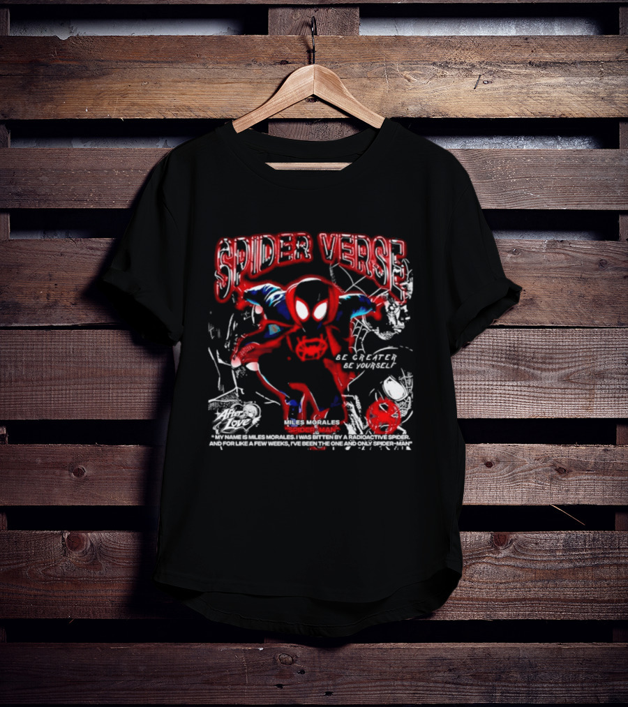 Spider Verse Miles Morales Be Greater Be Yourself Spider Man Marvel T-Shirt
