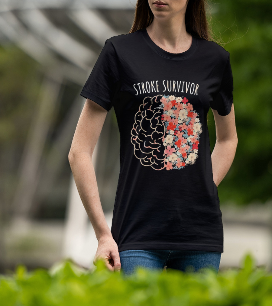 Stroke Survivor Brain With Floral T-Shirt