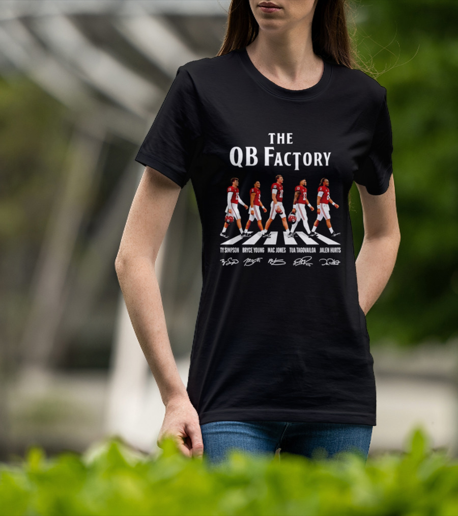 The QB Factory Ty Simpson Bryce Young Mac Jones Tua Tagovailoa Jalen Hurts Alabama Crimson Tide T-Shirt
