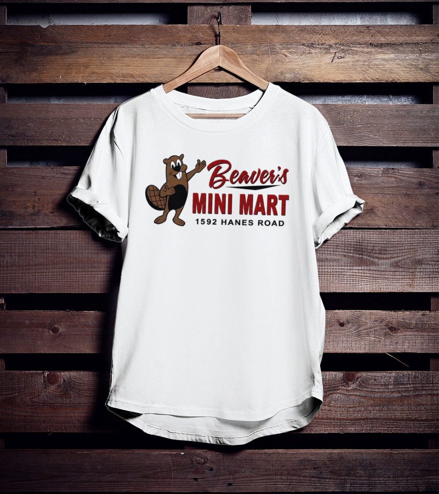 Beaver's Mini Mart Mascot Logo 1592 Hanes Road T-Shirt