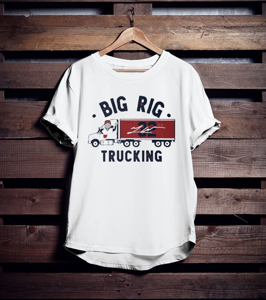 Big Rig Trucking 32 Cartoon Truck Driver With Red Cap T-Shirt