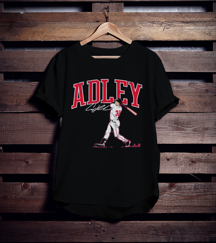 Adley Rutschman Baseball Swing Illustration With Signature T-Shirt