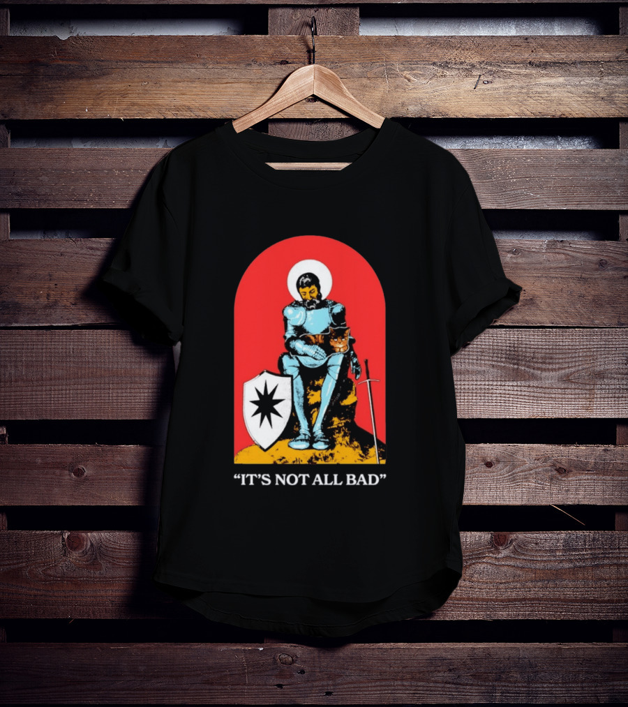 Knight With Armor And Cat Companion On Red T-Shirt