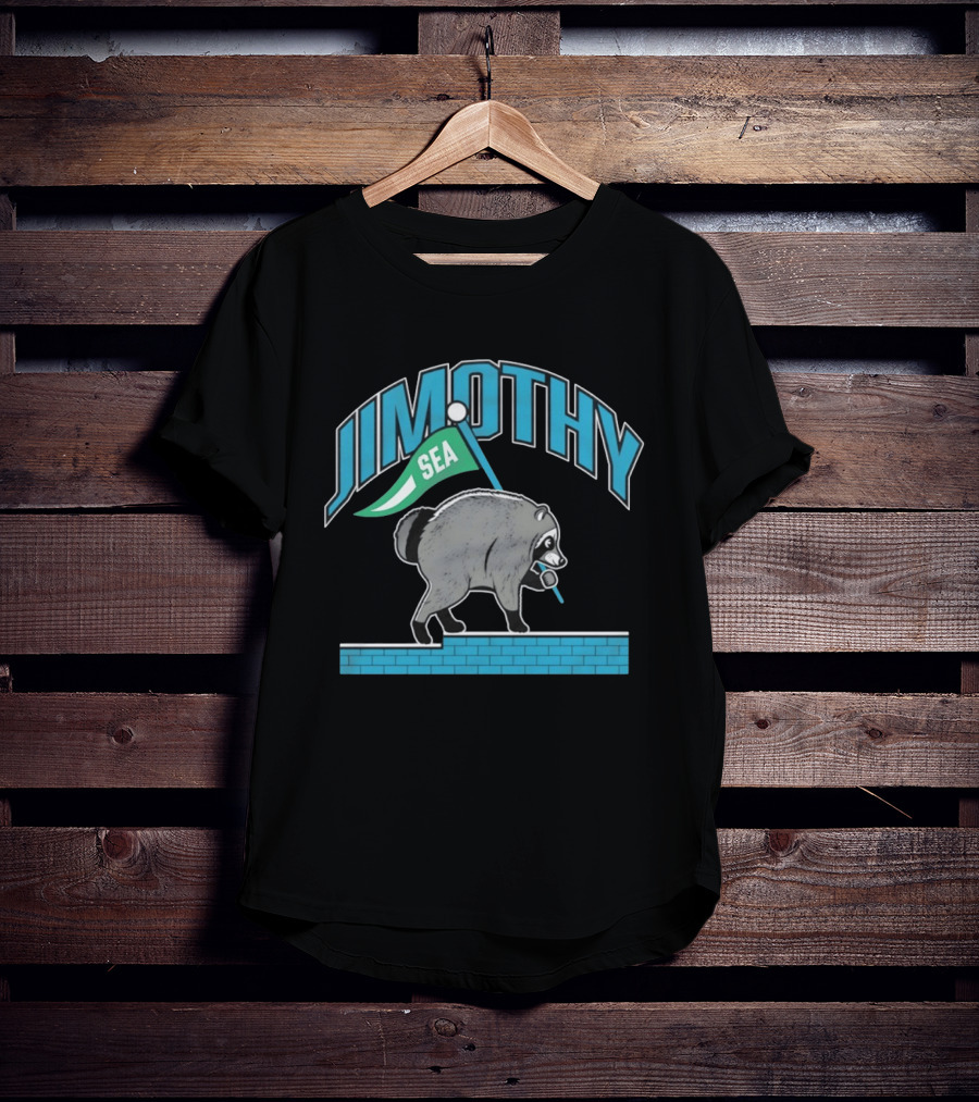 Jimothy SEA Raccoon Holding Flag On Brick Wall T-Shirt