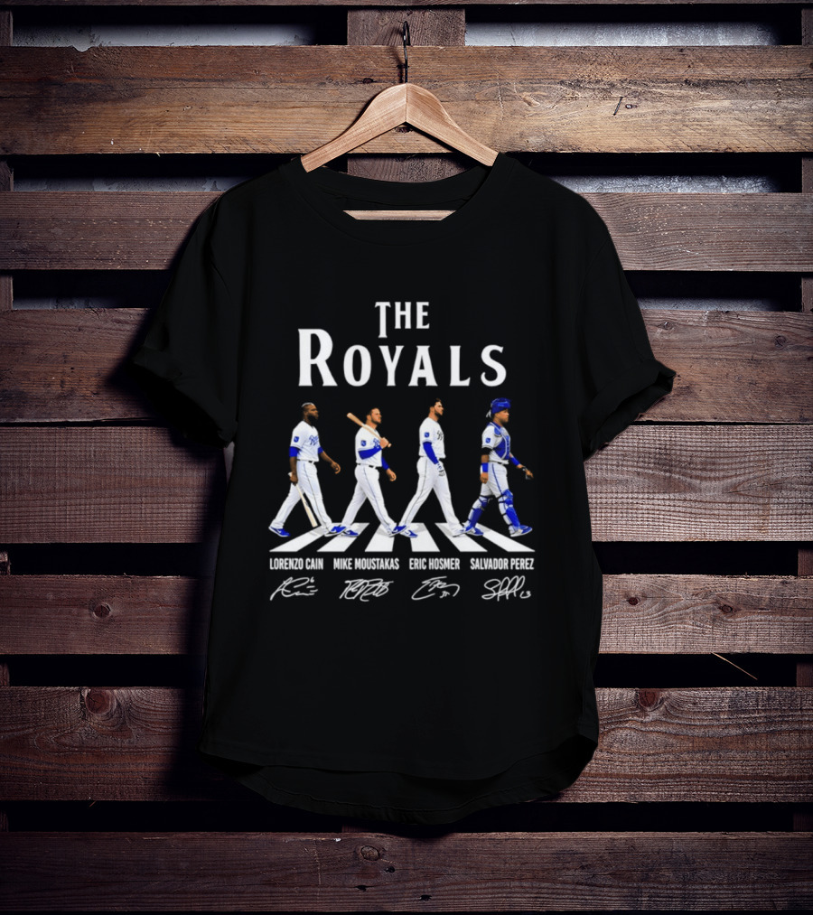 The Royals Lorenzo Cain Mike Moustakas Eric Hosmer Salvador Perez Signatures Abbey Road Kansas City Royals T-Shirt