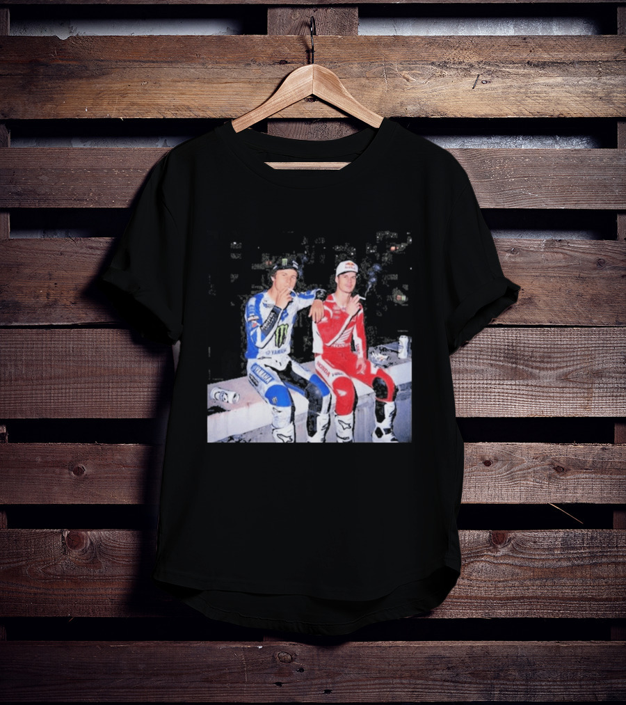 Valentino Rossi Casey Stoner Yamaha Honda Monster Red Bull Racing Motogp Smoking T-Shirt