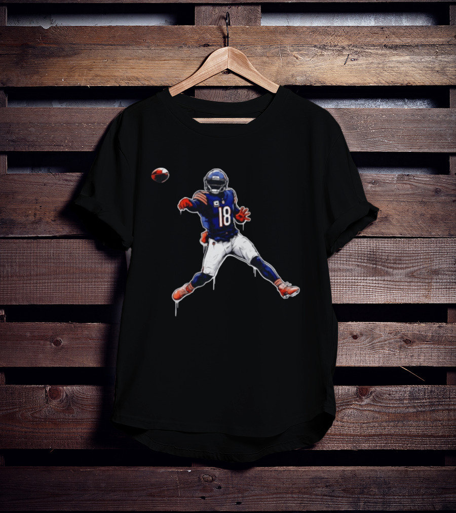 Chicago Bears Number 18 Quarterback Graffiti Style Football T-Shirt