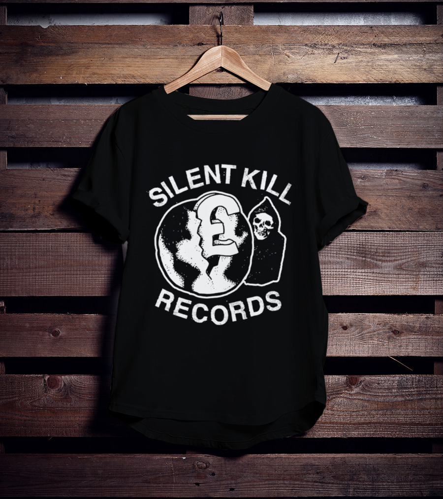 Silent Kill Records Skull Punk Logo Earth T-Shirt