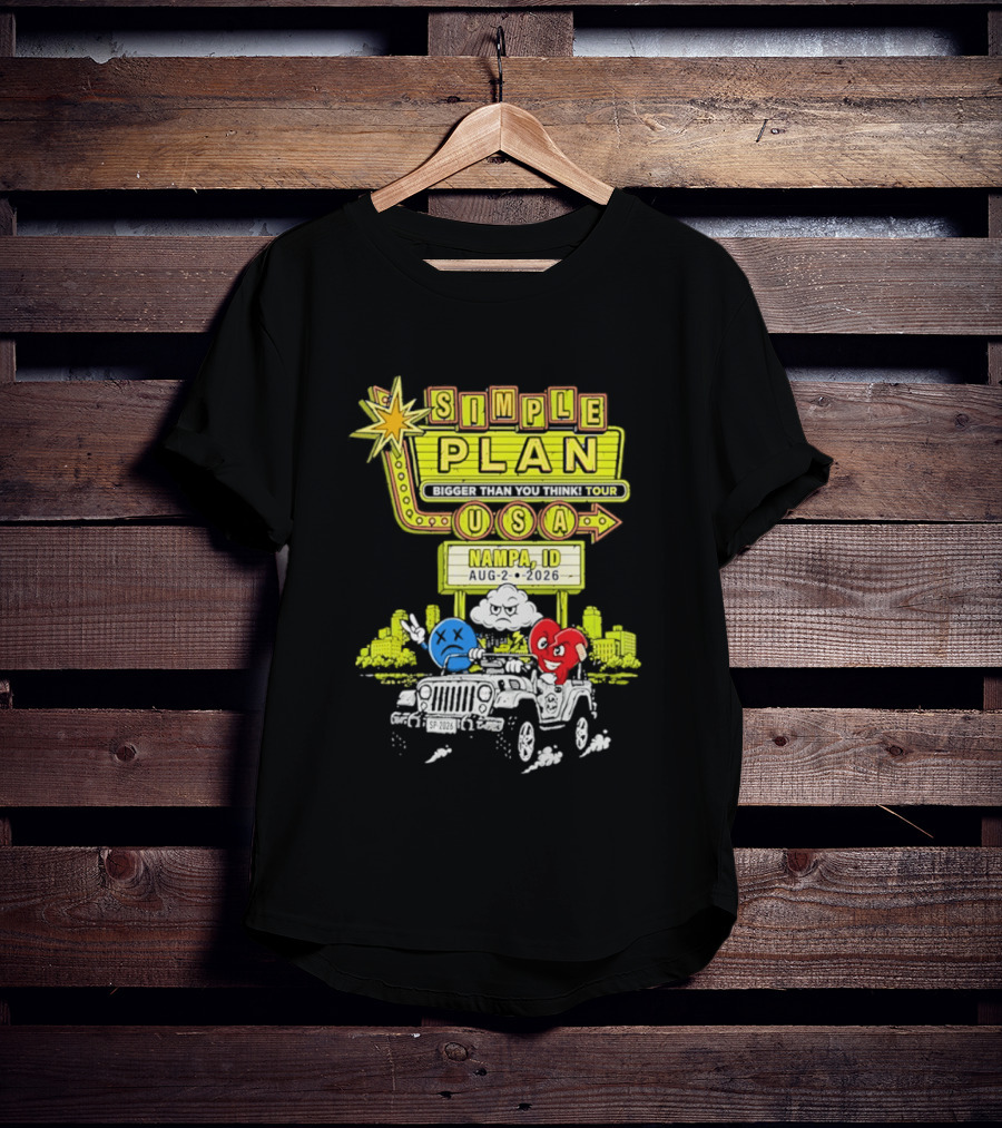 Simple Plan Bigger Than You Think Tour Nampa ID USA August 2 2026 T-Shirt