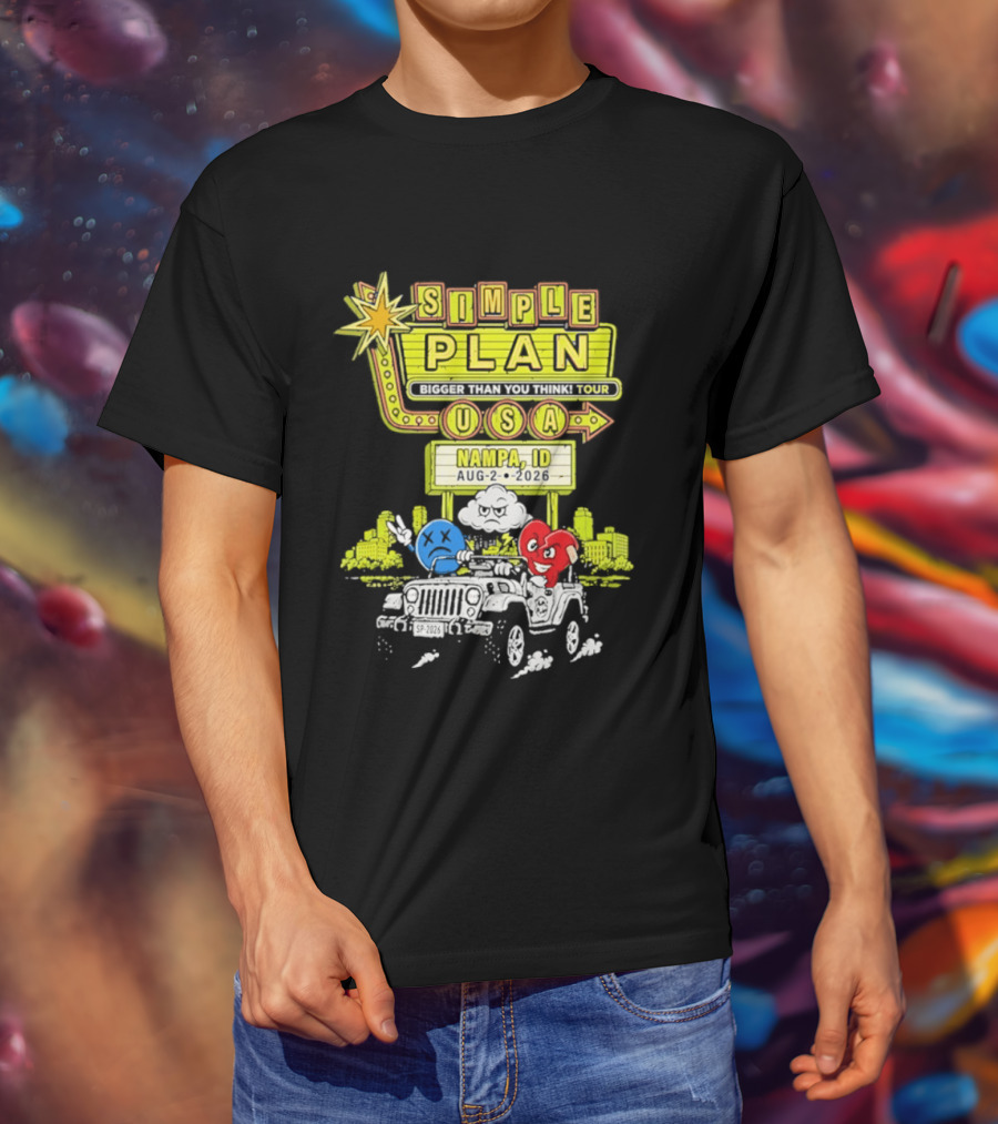 Simple Plan Bigger Than You Think Tour Nampa ID USA August 2 2026 T-Shirt