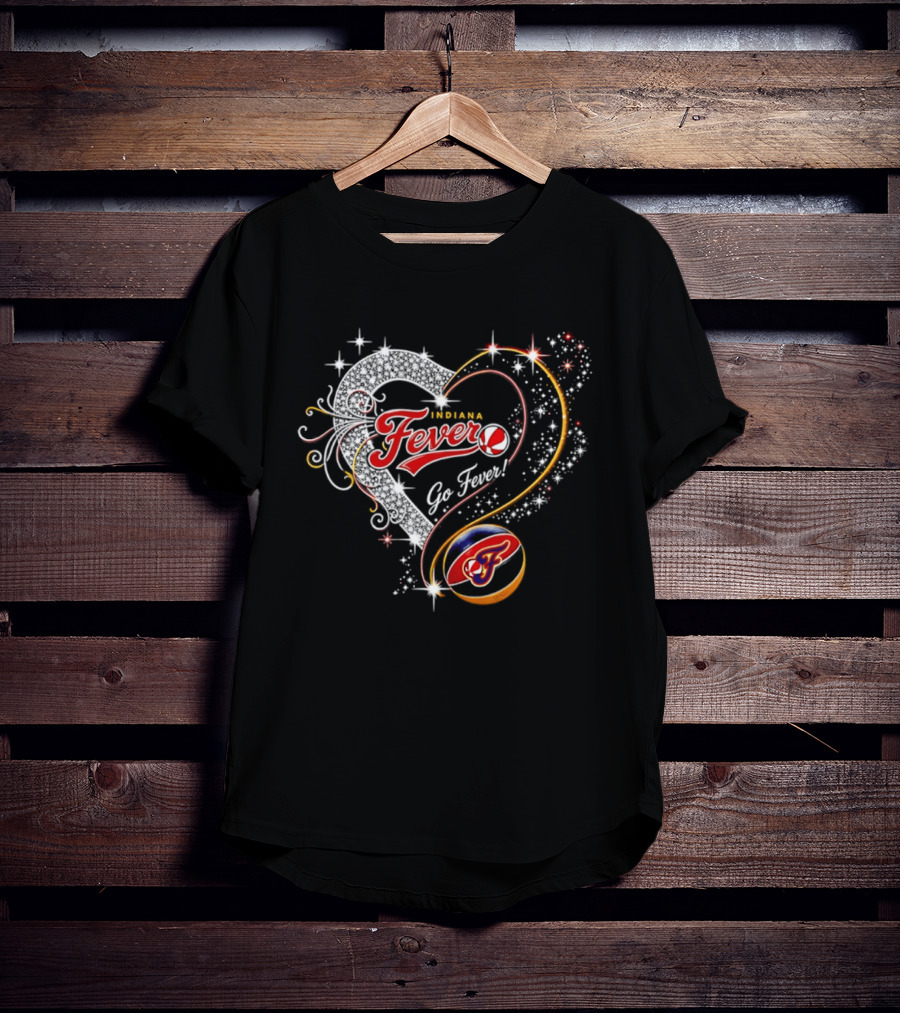 Indiana Fever Heart Go Fever Diamond Sparkle T-Shirt