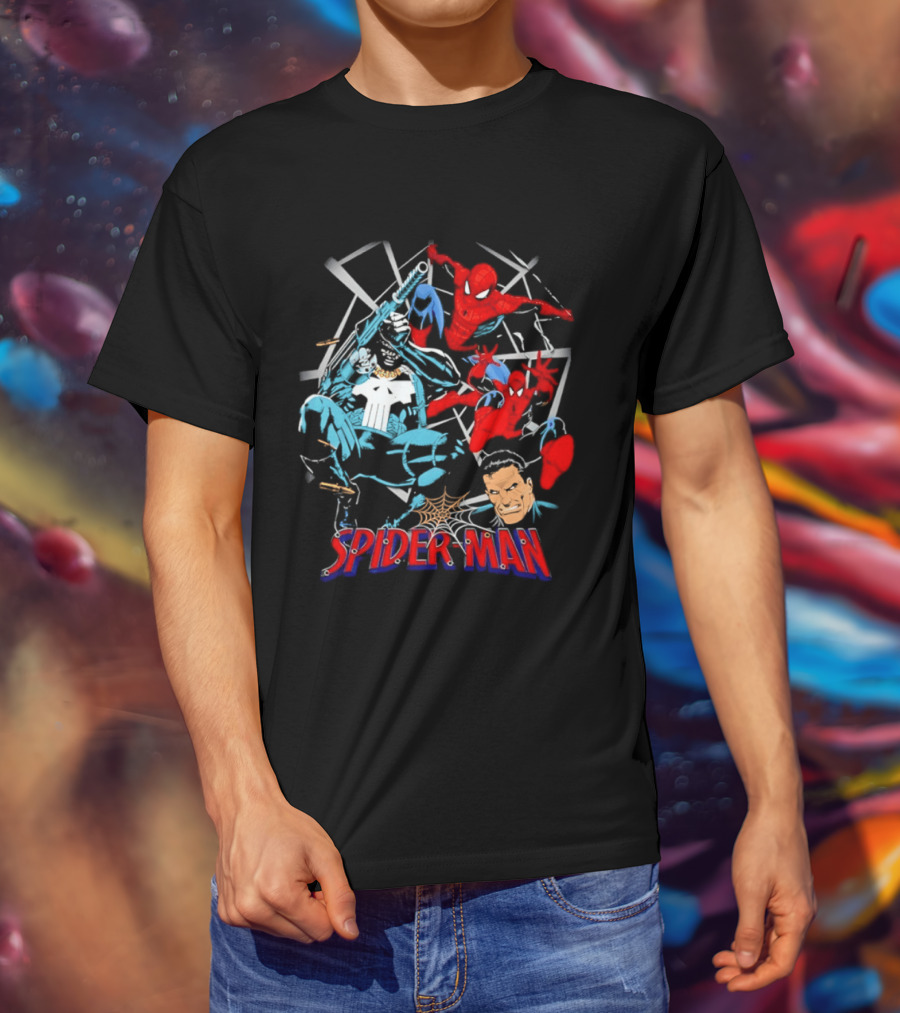 Spider Man Punisher Marvel Comics Crossover Action T-Shirt