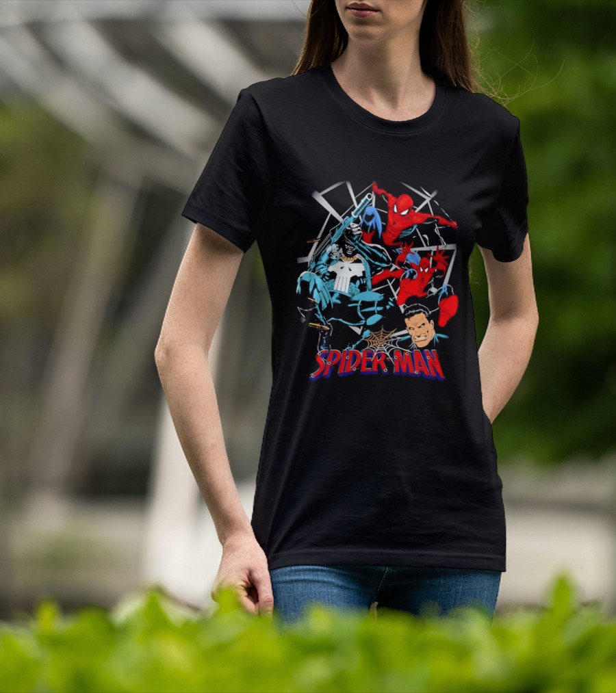 Spider Man Punisher Marvel Comics Crossover Action T-Shirt