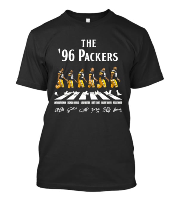 96 Packers Antonio Freeman Desmond Howard Leroy Butler Brett Favre Gilbert Brown Reggie White Signatures Green Bay Packers T-Shirt