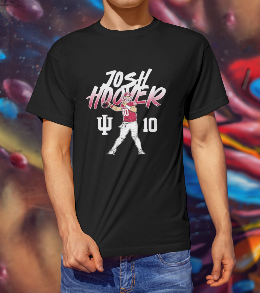 Josh Hoover 10 Indiana Football IU Hoosiers Quarterback Pose T-Shirt