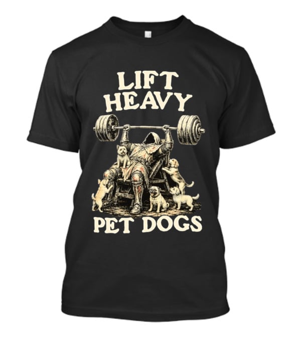 Lift Heavy Pet Dogs Medieval Weightlifting Knight With Puppies T-Shirt