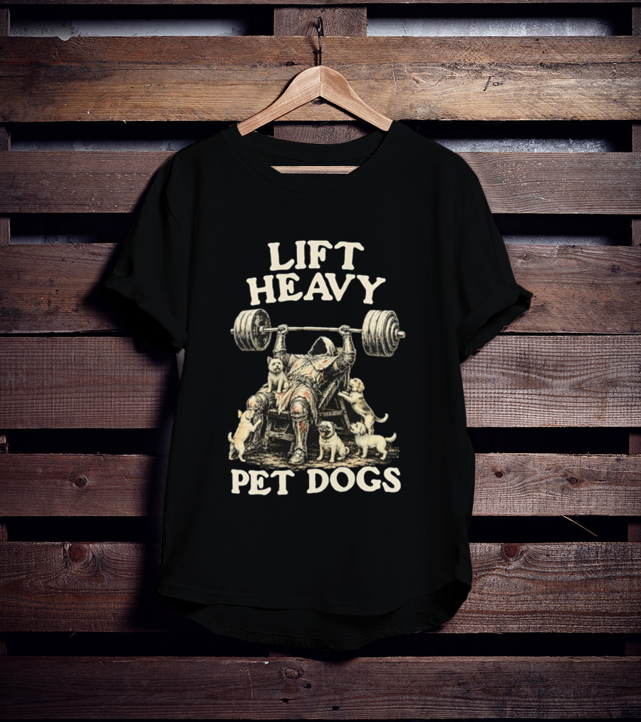 Lift Heavy Pet Dogs Medieval Weightlifting Knight With Puppies T-Shirt