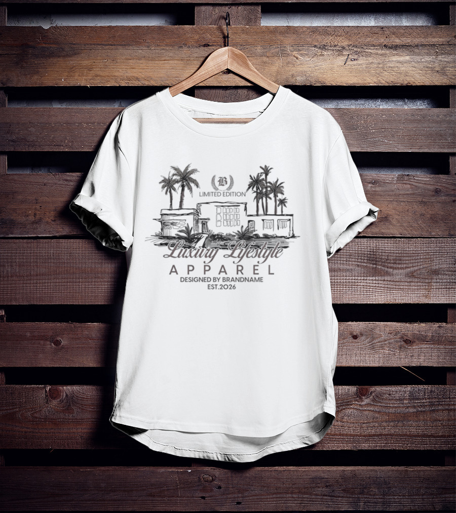 Luxury Lifestyle Apparel Limited Edition Brandname Est 2026 Palm Trees T-Shirt