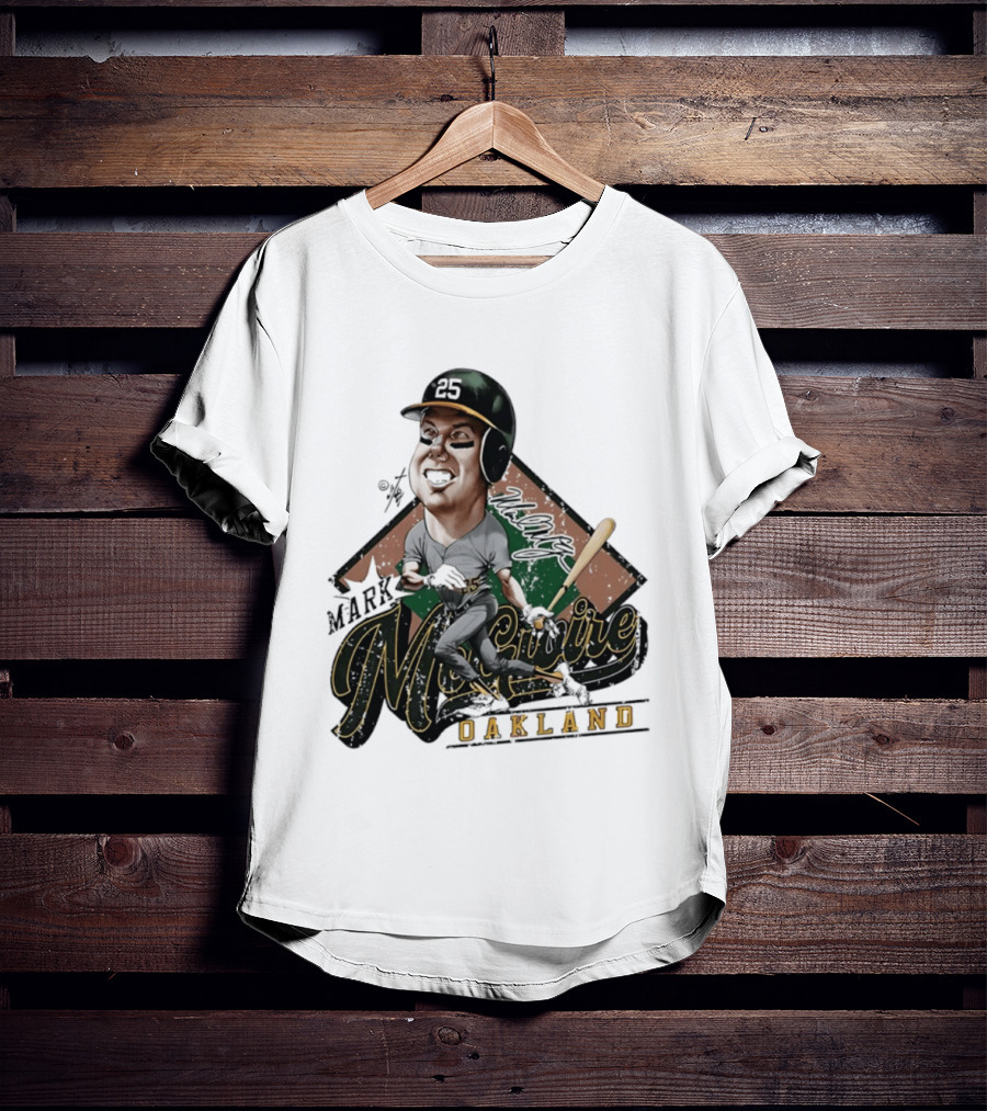 Mark McGwire Oakland Athletics Baseball Caricature Bruce Stark T-Shirt