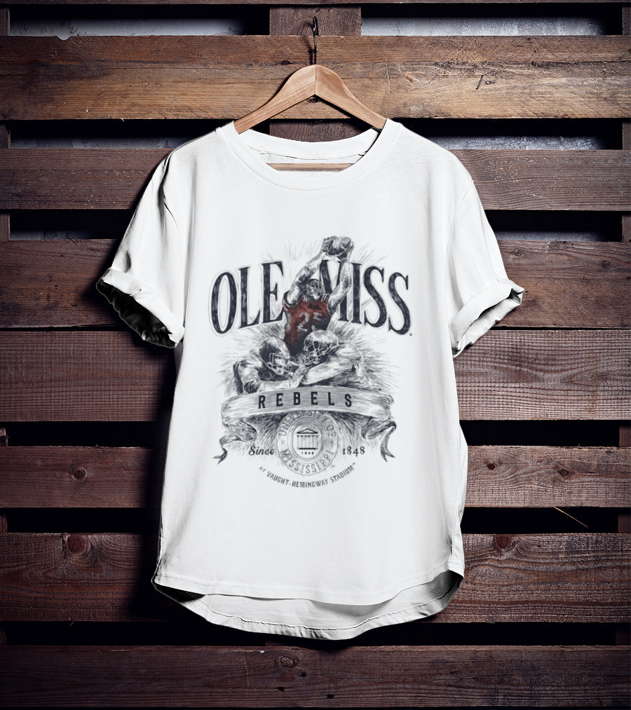 Ole Miss Rebels 1848 Gridiron Hero Vaught Hemingway Stadium T-Shirt