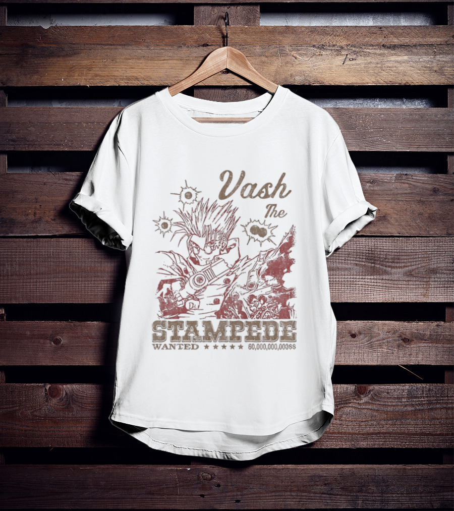 Vash The Stampede Wanted Bounty Hunter Anime T-Shirt