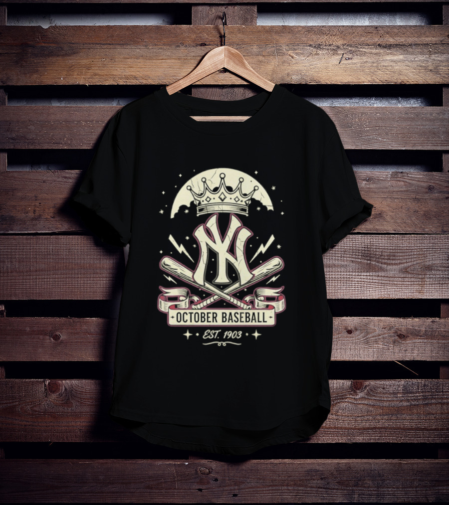 New York Yankees October Baseball Retro Emblem Est 1903 T-Shirt
