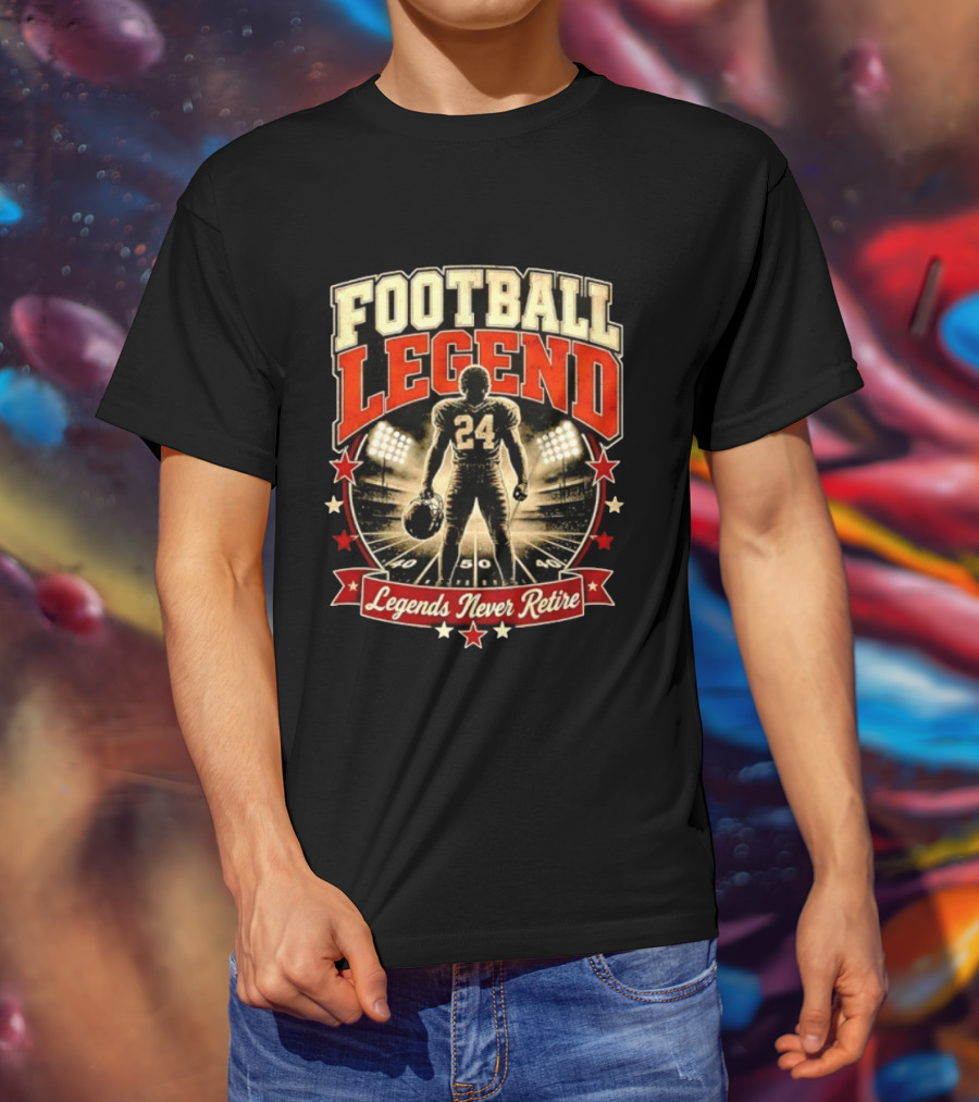 Football Legend 24 Legends Never Retire Stadium Stars T-Shirt