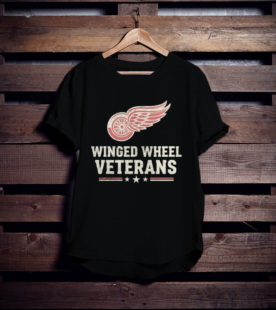 Winged Wheel Veterans Detroit Red Wings Three Stars T-Shirt