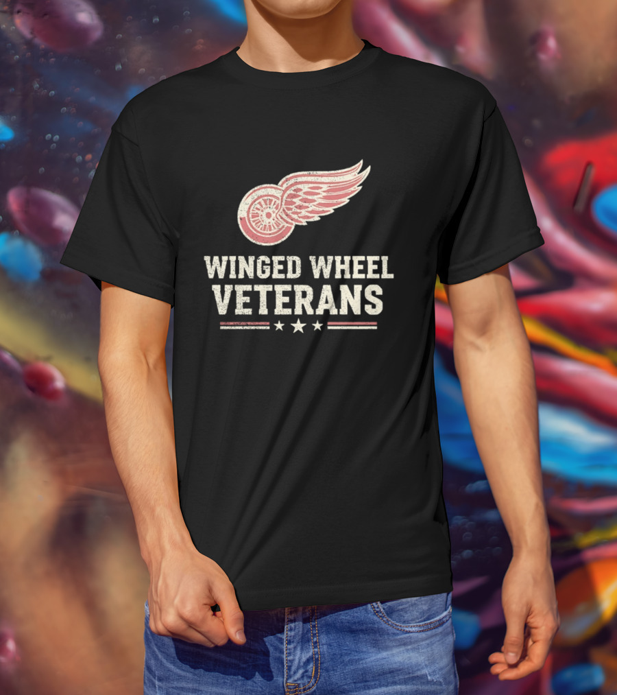 Winged Wheel Veterans Detroit Red Wings Three Stars T-Shirt