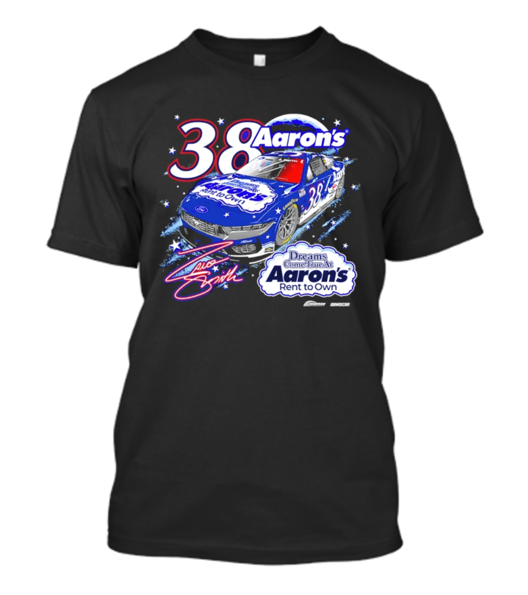 Zane Smith 38 Aaron's Dreams Come True Rent To Own Racing Car T-Shirt