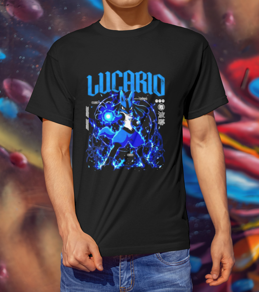 Lucario Fighting Awakened Combat Pokemon Aura Sphere Power T-Shirt