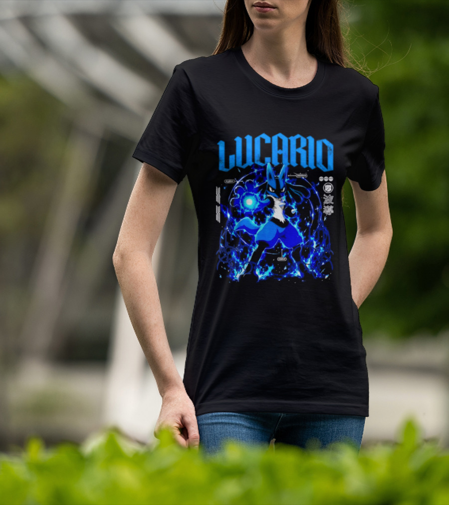 Lucario Fighting Awakened Combat Pokemon Aura Sphere Power T-Shirt