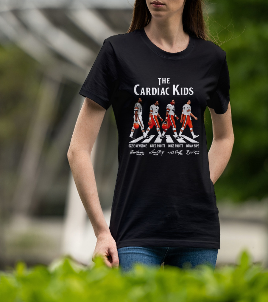 The Cardiac Kids Cleveland Browns Ozzie Newsome Greg Pruitt Mike Pruitt Brian Sipe Signatures T-Shirt