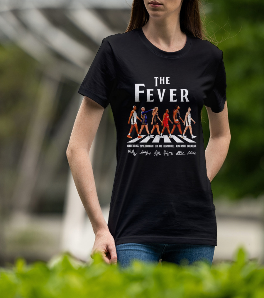 The Fever Monique Billings Sophie Cunningham Lexie Hull Kelsey Mitchell Aliyah Boston Caitlin Clark Indiana Fever Abbey Road Signatures T-Shirt
