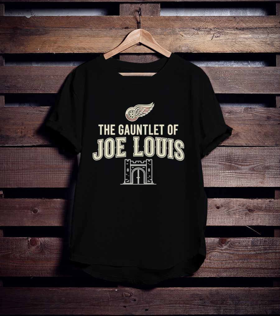 The Gauntlet Of Joe Louis Detroit Red Wings Winged Wheel Archway T-Shirt