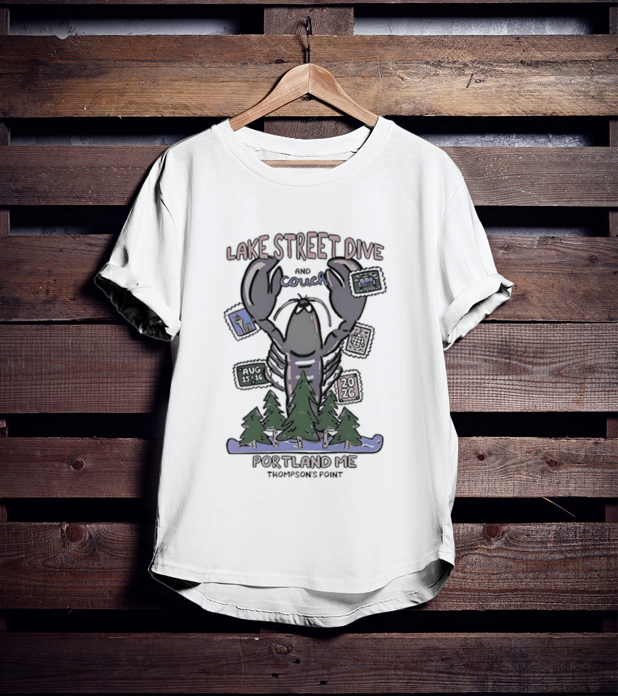 Lake Street Dive Portland ME Thompson's Point 2026 Lobster Trees Ski T-Shirt