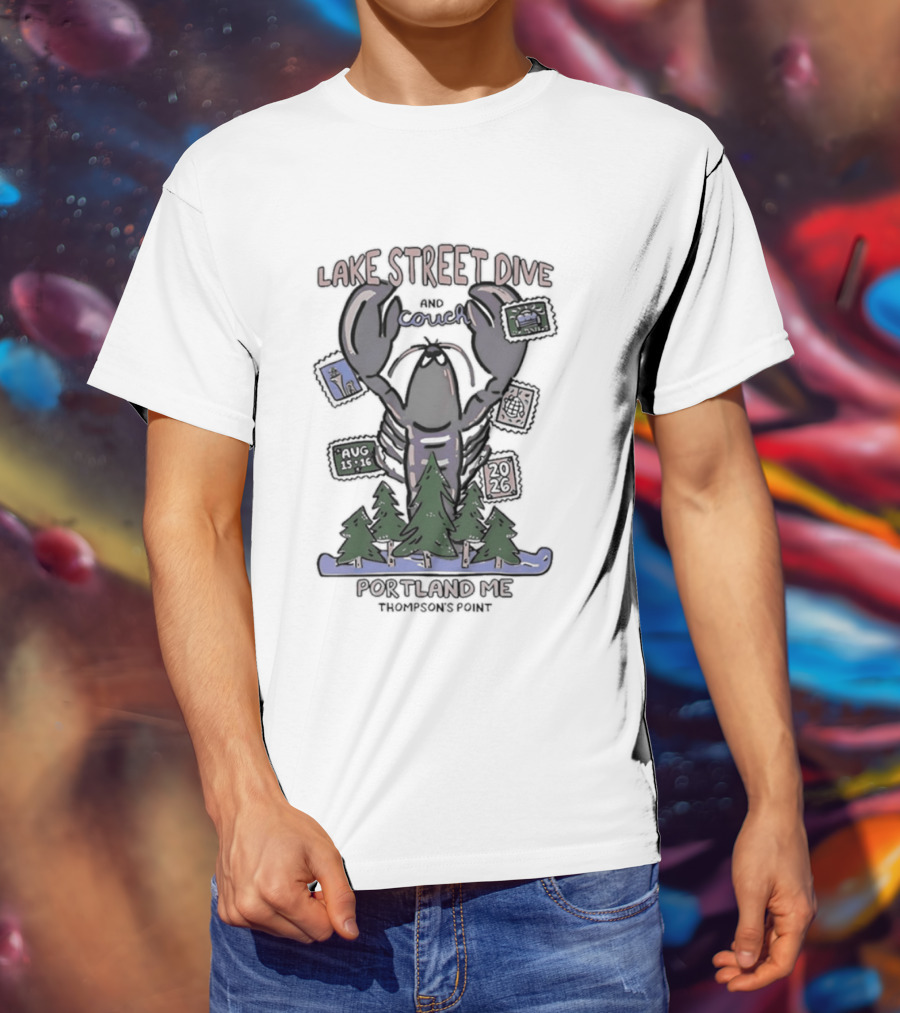 Lake Street Dive Portland ME Thompson's Point 2026 Lobster Trees Ski T-Shirt