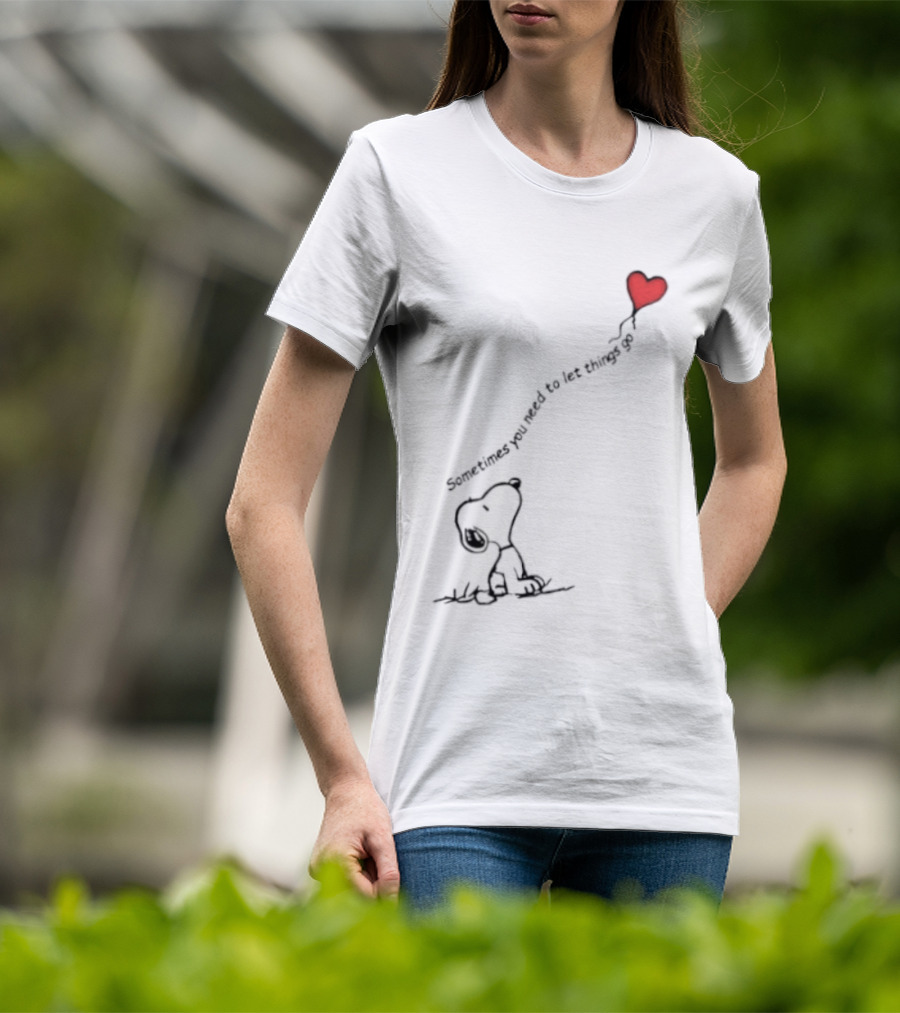 Snoopy Sometimes You Need To Let Things Go Heart Balloon Peanuts T-Shirt