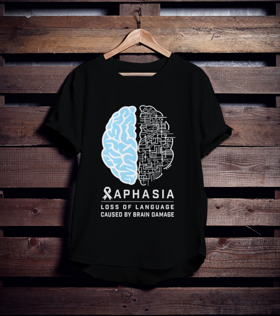 Aphasia Awareness Ribbon Brain Design Loss Of Language Caused By Brain Damage T-Shirt