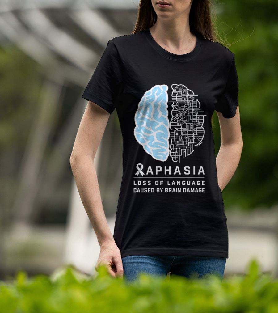 Aphasia Awareness Ribbon Brain Design Loss Of Language Caused By Brain Damage T-Shirt
