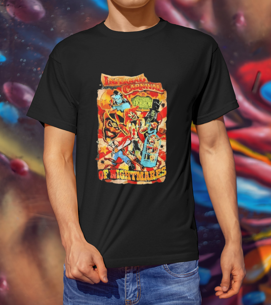 Infernal Carnival Of Nightmares Universal Orlando Halloween Horror Nights 35 Spooky Clown And Ghostly Characters T-Shirt