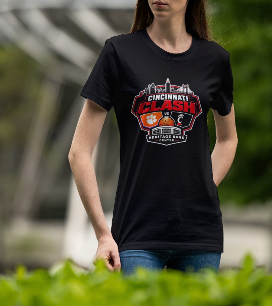 Clemson Vs Cincy Cincinnati Clash Heritage Bank Center 2026 T-Shirt