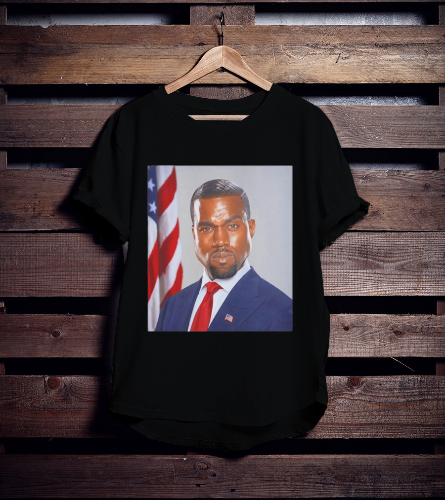 Kanye West Ye Political Portrait American Flag Suit And Tie T-Shirt