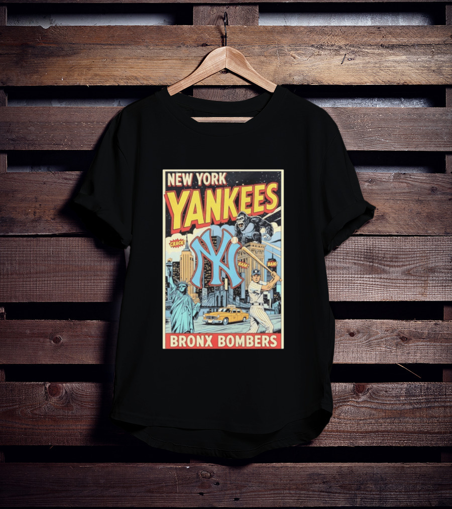 New York Yankees Bronx Bombers King Kong Baseball Statue Of Liberty Taxi Skyline T-Shirt