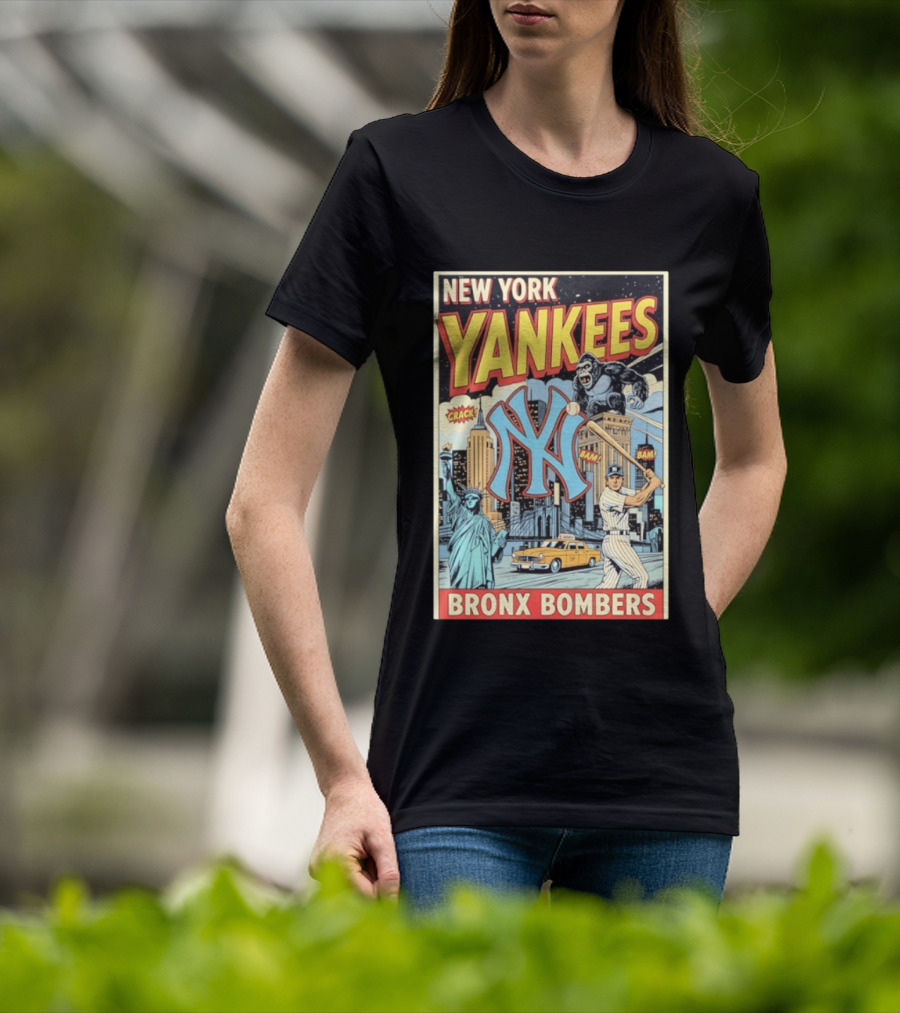 New York Yankees Bronx Bombers King Kong Baseball Statue Of Liberty Taxi Skyline T-Shirt